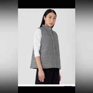 Eileen Fisher soft gray cotton/ hemp blend quilted vest - L